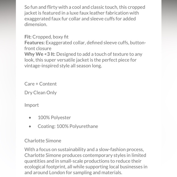 FREE PEOPLE NWT CHAROLETTE SIMONE CROPPED PENNY FAUX LEATHER JACKET 🦋 - Picture 16 of 16